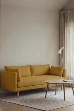 Sofá Linnevik, Luiza Mustard 3972-roble blanco aceitado, 2 plazas