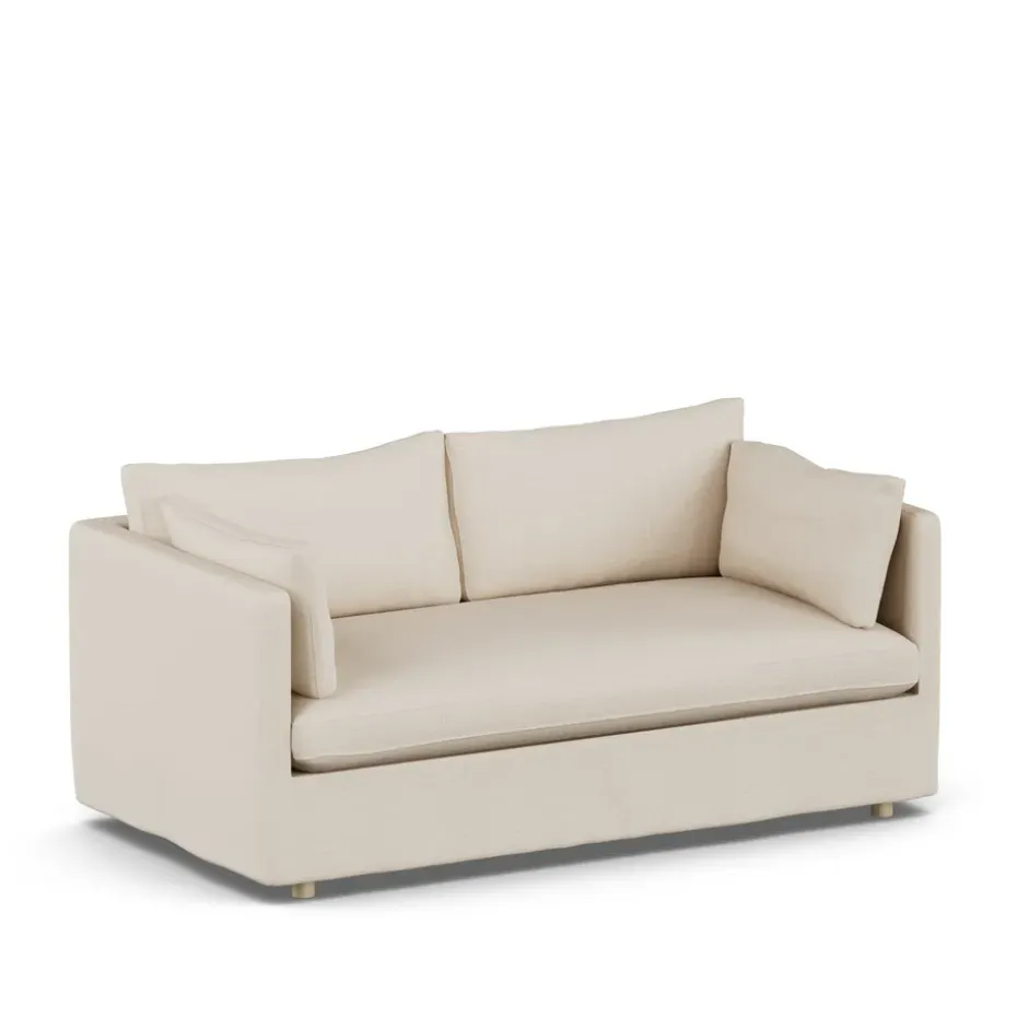 Sofá Linnevik, Same Beige 6670-roble blanco aceitado, 2 plazas, con faldón