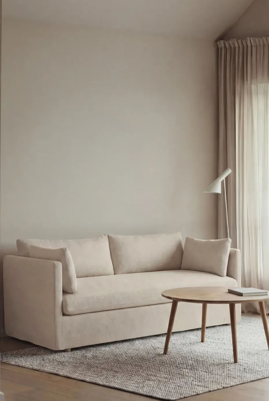 Sofá Linnevik, Same Beige 6670-roble blanco aceitado, 2 plazas, con faldón