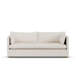Sofá Linnevik, Same Off White 6671-roble blanco aceitado, 3 plazas, con faldón