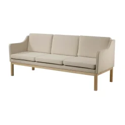 Sofá MK46 Mogens Koch de 3 plazas, Roble lacado-beige 90