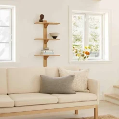 Sofá MK46 Mogens Koch de 3 plazas, Roble lacado-beige 90