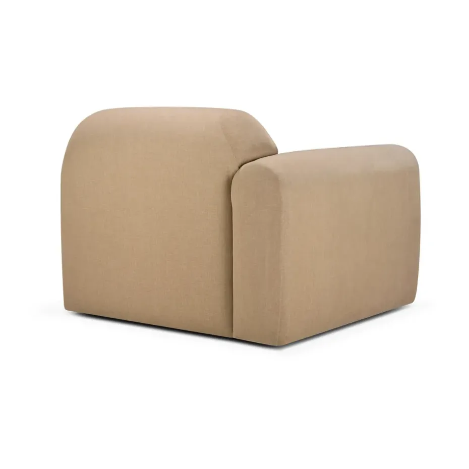 Sofá modular Bulky, módulo terminal con reposabrazos derecho, Sepia claro