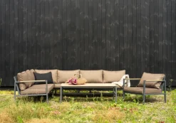 Sofá modular Cap, Antracita-marrón, 6 plazas