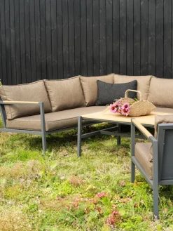 Sofá modular Cap, Antracita-marrón, 6 plazas