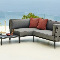 Sofá modular Conic, Cane-Line Airtouch light grey-derecha-incl. cojines