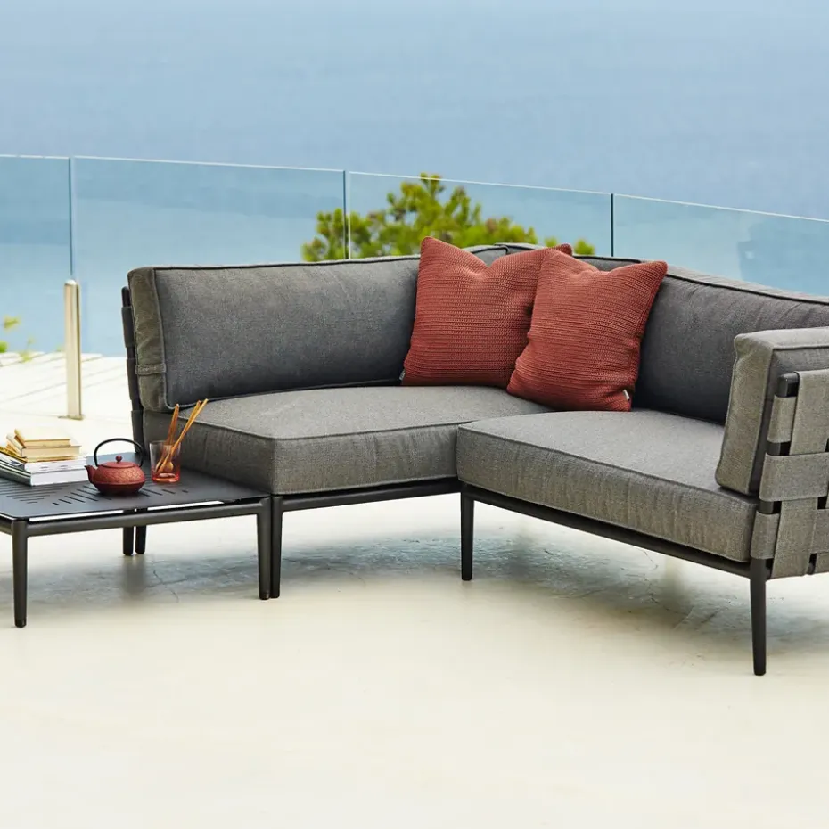 Sofá modular Conic, Cane-Line airtouch grey, sencillo, incl. cojines