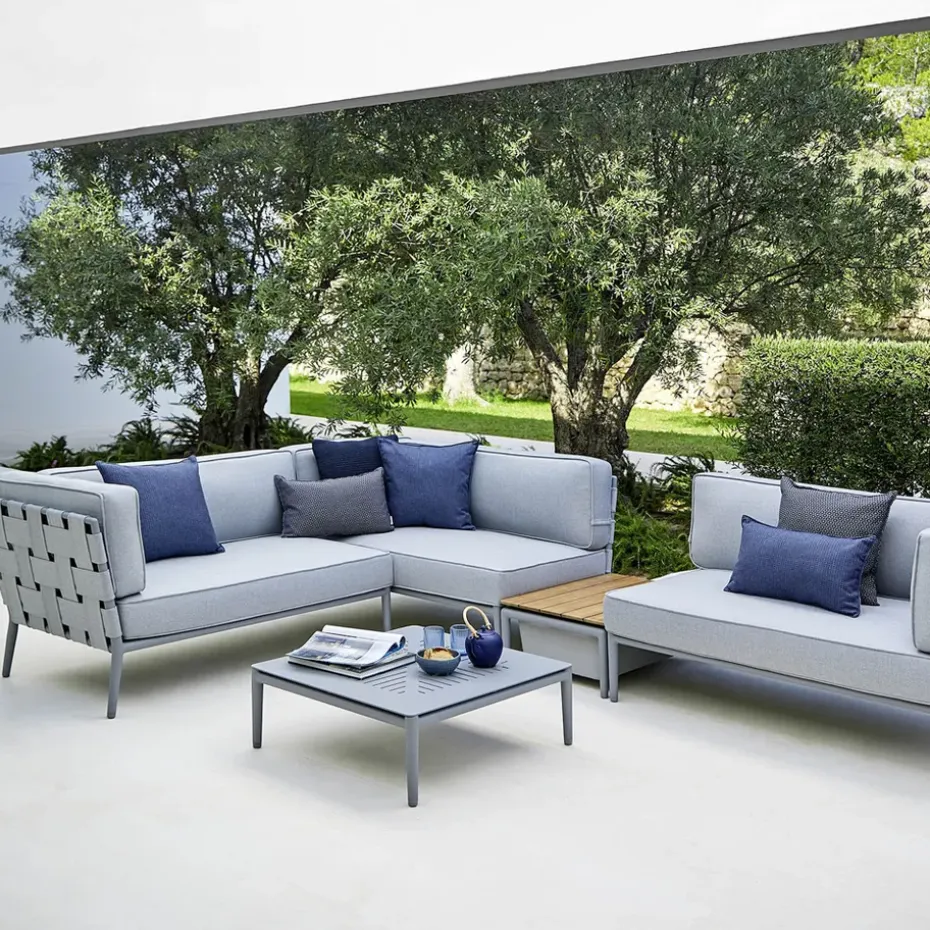 Sofá modular Conic, Cane-Line airtouch grey, sencillo, incl. cojines