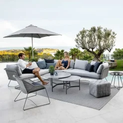 Sofá modular Horizon, Cane-Line Natté grey, derecho, soporte negro