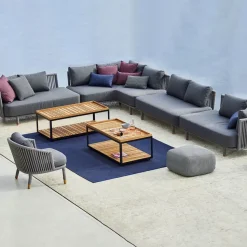 Sofá modular Moments, 2 plazas grey, derecho, Cane-Line soft rope