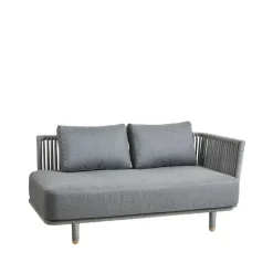 Sofá modular Moments, 2 plazas grey, izquierda, Cane-Line soft rope