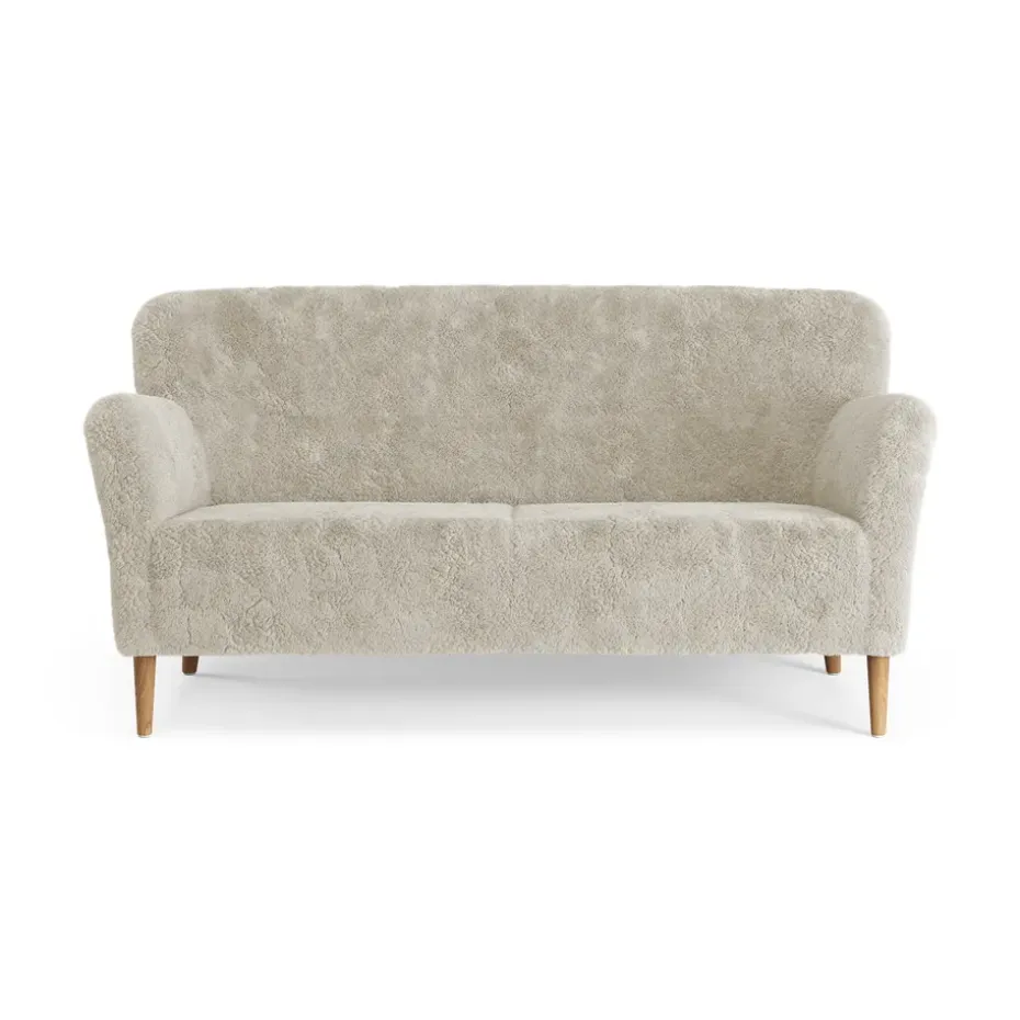 Sofá Nova de 2 plazas piel de oveja, Moonlight-roble aceitado