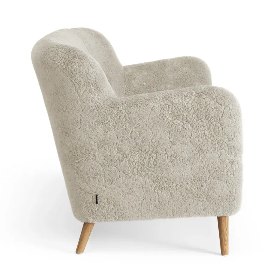 Sofá Nova de 2 plazas piel de oveja, Moonlight-roble aceitado