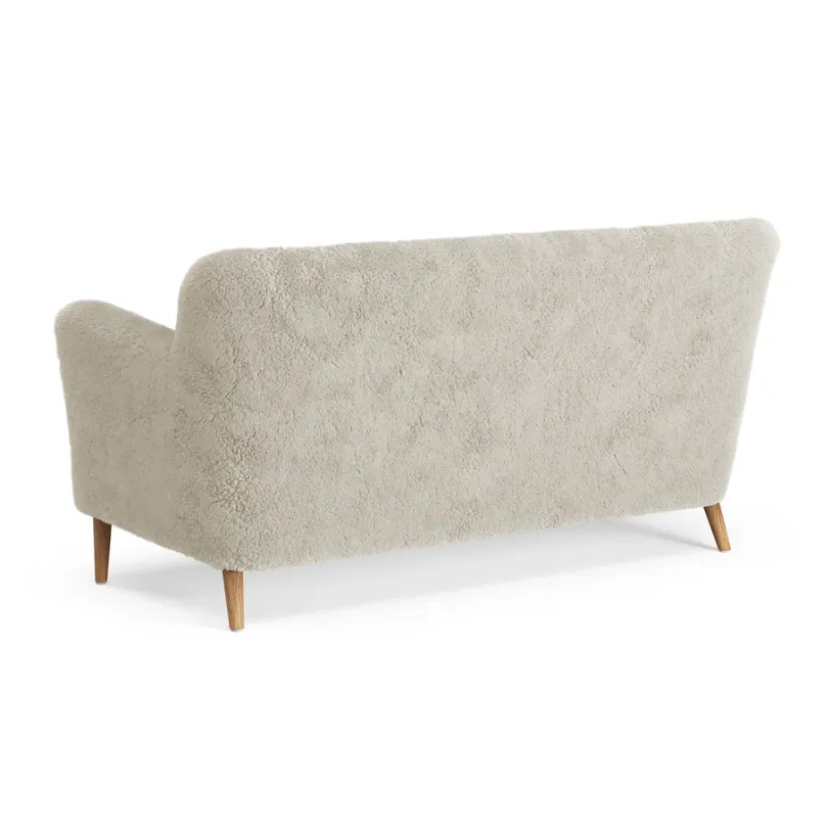Sofá Nova de 2 plazas piel de oveja, Moonlight-roble aceitado