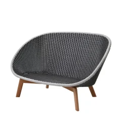 Sofá Peacock Weave, 2 plazas grey/light grey, patas de teca