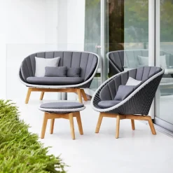 Sofá Peacock Weave, 2 plazas grey/light grey, patas de teca