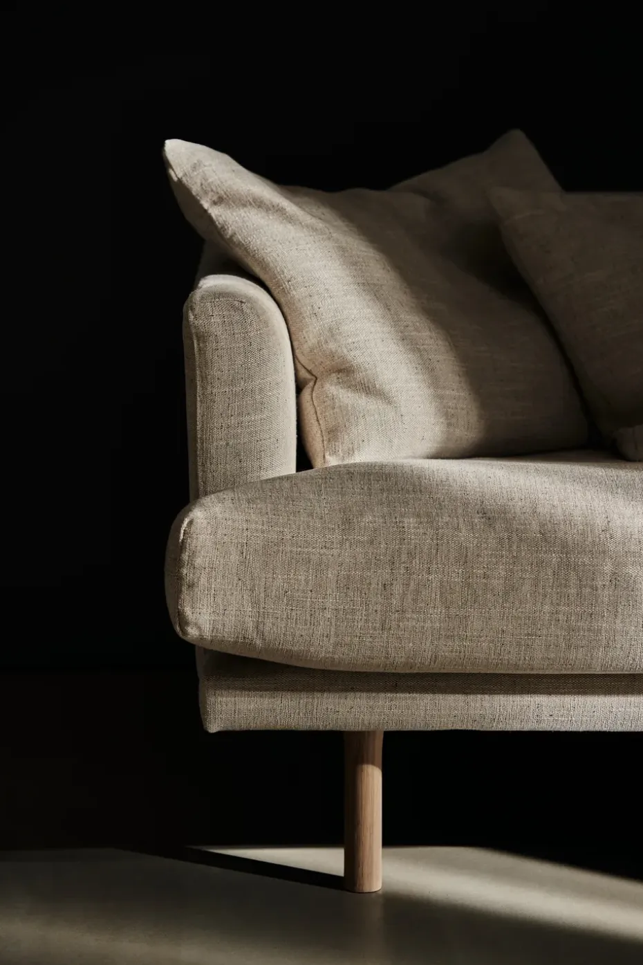 Sofá Sjövik, Bern Beige 0341-roble blanco aceitado, 2,5 plazas