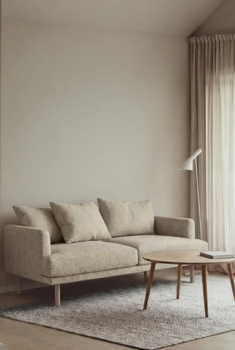 Sofá Sjövik, Bern Beige 0341-roble blanco aceitado, 2,5 plazas