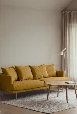 Sofá Sjövik, Luiza Mustard 3972-roble blanco aceitado, 3 plazas
