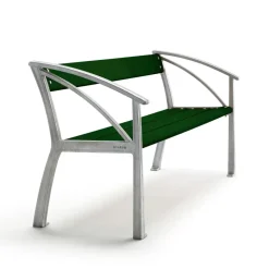 Sofá Vasa, Verde, soporte de aluminio en bruto