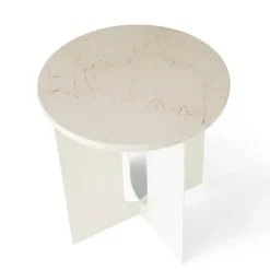 Tablero Androgyne para mesa auxiliar Ø42 cm, Blanco marfil