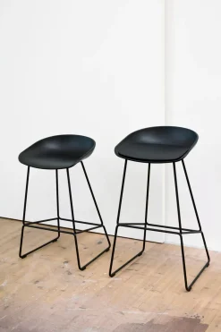 Taburete alto About a Stool 38, 2.0, Negro-estructura de acero negro
