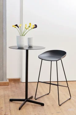 Taburete alto About a Stool 38, 2.0, Negro-estructura de acero negro