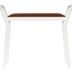 Taburete Anyone, Blanco con cuero coñac vintage