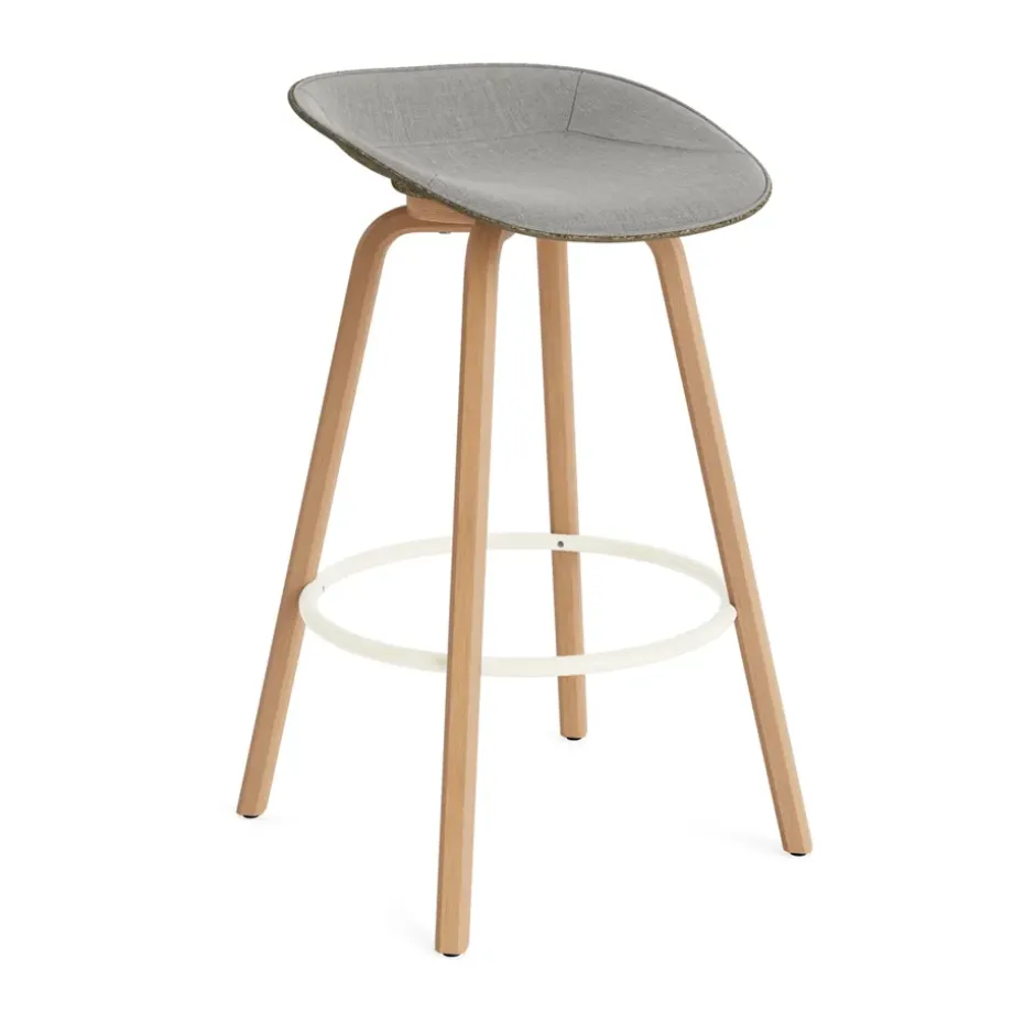 Taburete asiento tapizado Mat Barstool 75 cm, Remix 133-seaweed-beech-cream steel