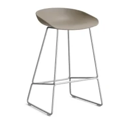 Taburete bajo About a Stool 38, 2.0, Caqui-estructura de acero inoxidable