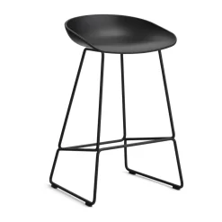 Taburete bajo About a Stool 38, 2.0, Negro-estructura de acero negro