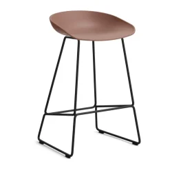 Taburete bajo About a Stool 38, 2.0, Ladrillo suave-estructura de acero negro