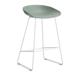 Taburete bajo About a Stool 38, 2.0, Verde otoñal-estructura de acero blanco