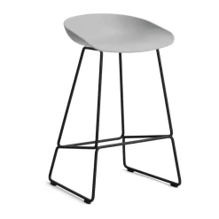 Taburete bajo About a Stool 38, 2.0, Gris hormigón-estructura de acero negro