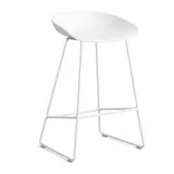 Taburete bajo About a Stool 38, 2.0, Blanco-estructura de acero blanco