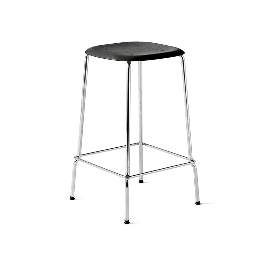 Taburete bajo Soft Edge 30, Black oak-estructura cromada