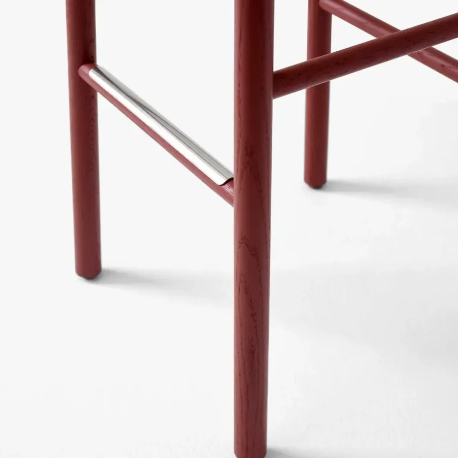 Taburete bar Betty TK8, Oak, asiento de banda de lino trenzada