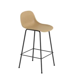 Taburete bar con respaldo Fiber Tube 65 cm, ockra-negro