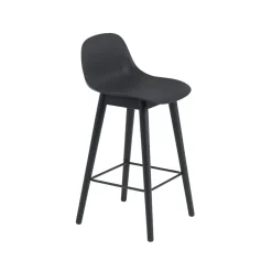 Taburete bar con respaldo Fiber 65 cm, Black-patas negras