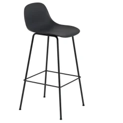 Taburete bar con respaldo Fiber Tube 75 cm, negro