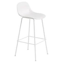 Taburete bar con respaldo Fiber Tube 75 cm, blanco