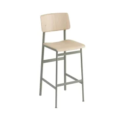 Taburete bar Loft, Oak-alto-dusty green base de acero