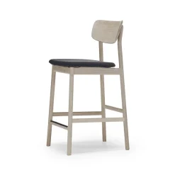 Taburete bar Prima Vista, Tela blues 9833 negro, estructura de roble aceitado blanco