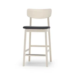 Taburete bar Prima Vista, Tela blues 9833 negro, estructura de abedul aceitado blanco