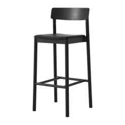 Taburete Betty TK17 Bar Chair 75 cm, Cuero negro Noble-fresno lacado negro