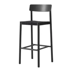 Taburete Betty TK15 Bar Chair 75 cm, Fresno lacado negro-lino negro