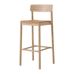 Taburete Betty TK17 Bar Chair 75 cm, Cuero color coñac Noble-roble lacado