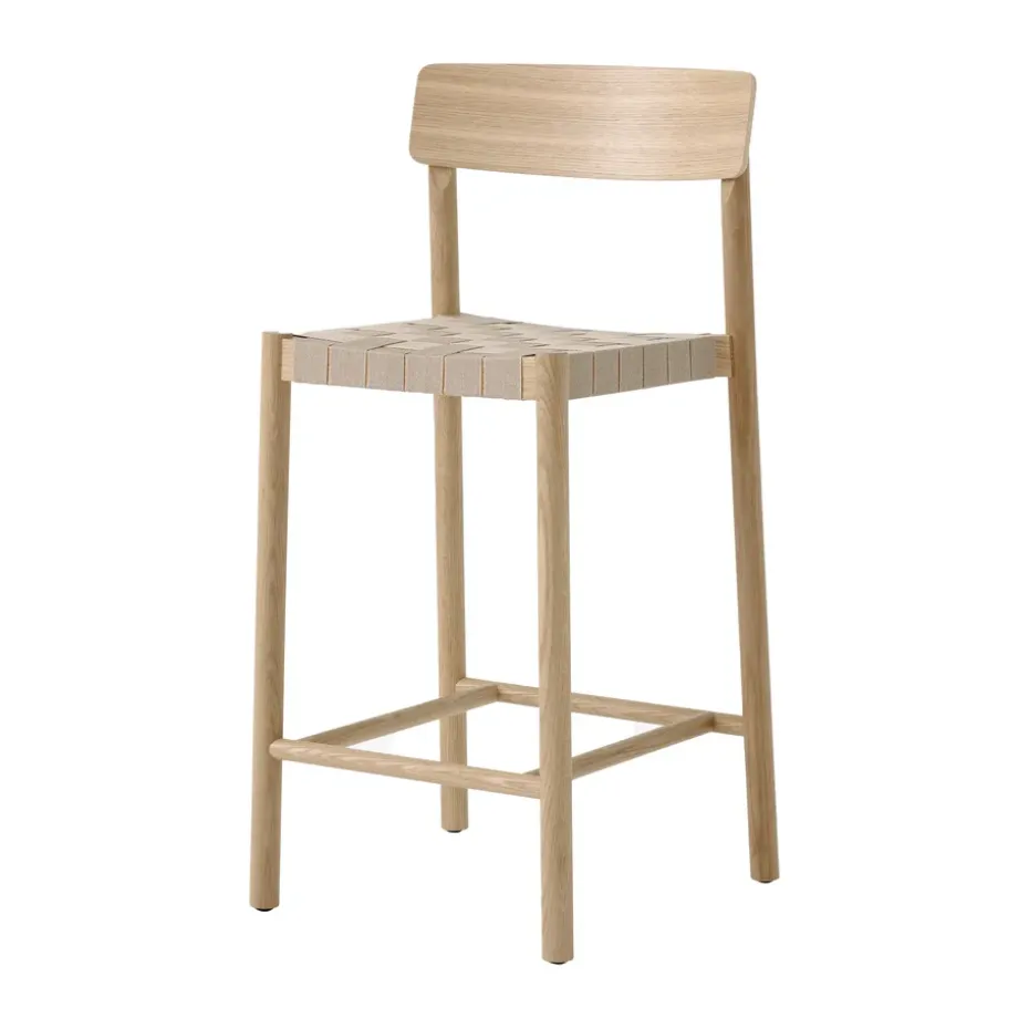 Taburete Betty TK12 Counter Chair 65 cm, Lino natural-roble lacado