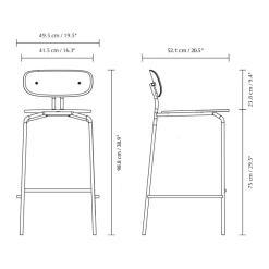Taburete Curious 75 cm, Oak-black