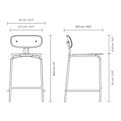 Taburete Curious 65 cm, Oak-brass